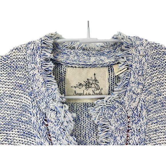 Angels of the North Woman's Small Two-Toned marbled blue white Woven Blazer - Picture 15 of 15